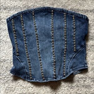 Studded Denim Corset Top